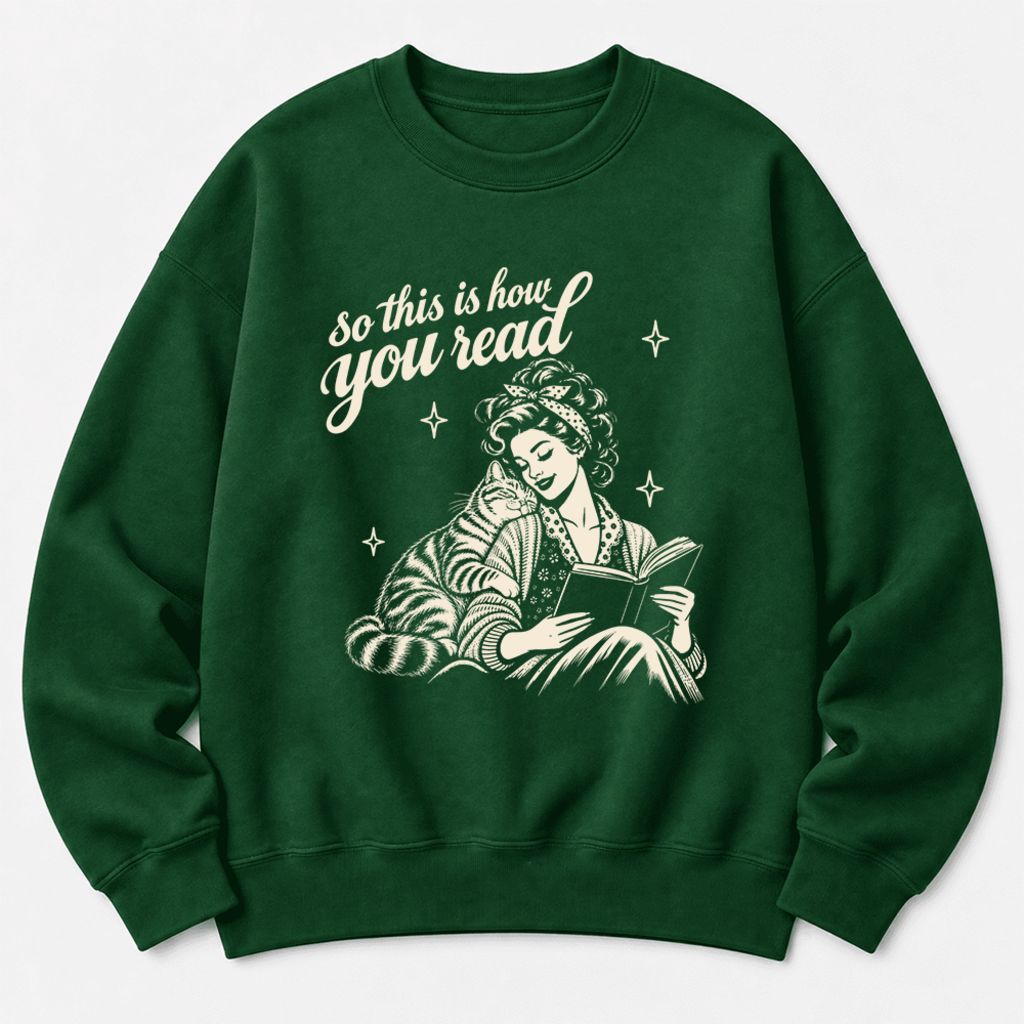 How You Read American Shorthair Softstyle Sweatshirt | Cozy Cat & Book Lover Gift Forest Green