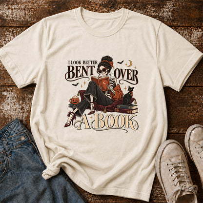 I Look Better Bent Over A Book Printed T-Shirt | Halloween Book Lover Gift Natural