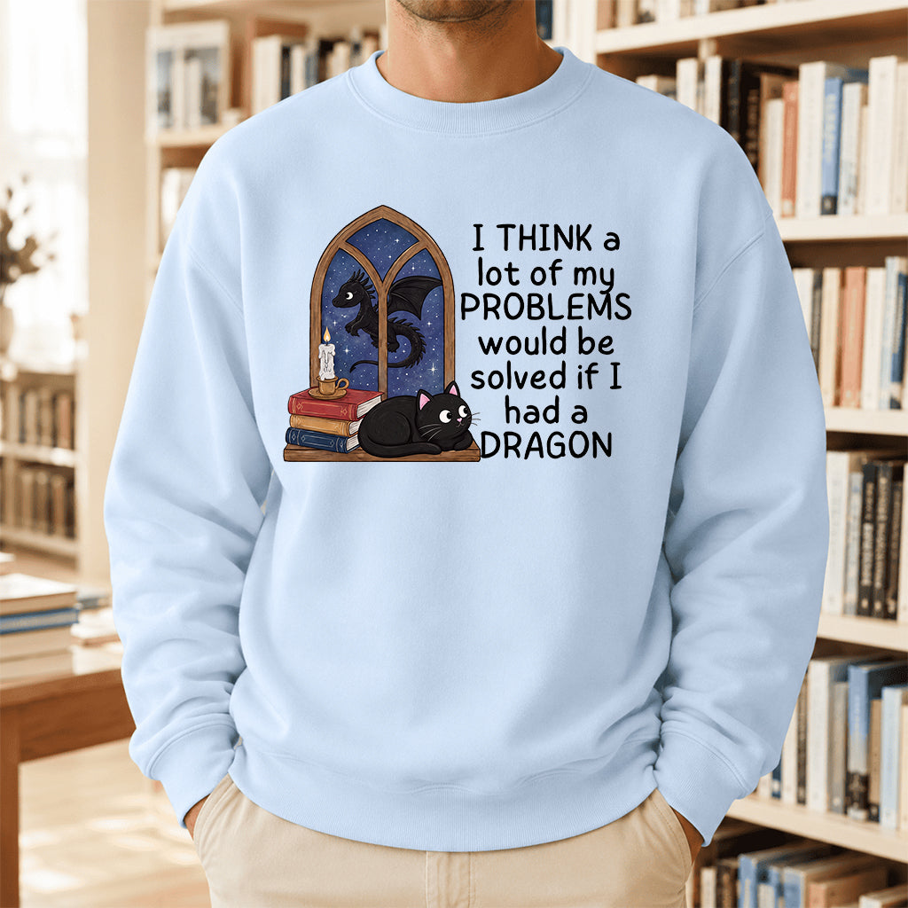 If I Could Have A Dragon Crewneck Sweatshirt | Reader Gift Light Blue