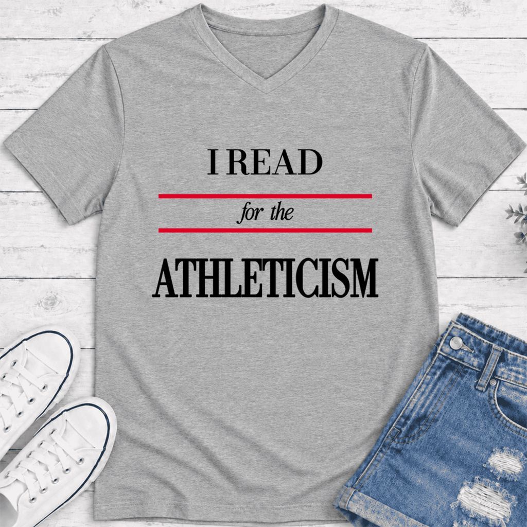 I Read For The Athleticism Ultra-Soft V-Neck | Reader Gift Athletic Heather