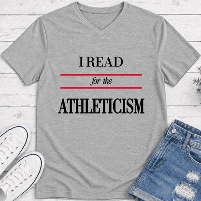 I Read For The Athleticism Ultra-Soft V-Neck | Reader Gift Athletic Heather