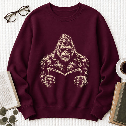 Big Foot Reading Book Crewneck Sweatshirt | Reader Gift Maroon