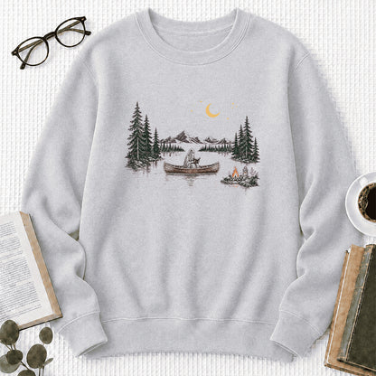Reading Ghost On The Boat Printed Sweatshirt | Halloween Reader Gift Sport Grey