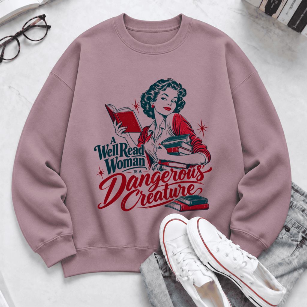 A Well Read Woman Is A Dangerous Creature Softstyle Sweatshirt | Reader Gift Paragon