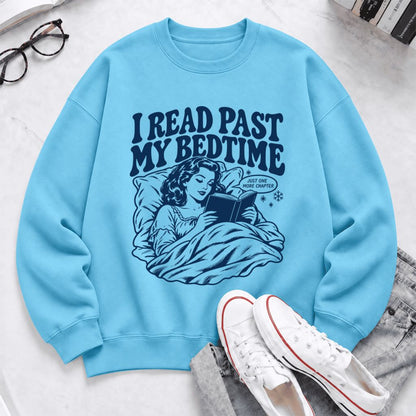 I Read Past My Bed Time Softstyle Sweatshirt | Cozy Reader Gift Sky