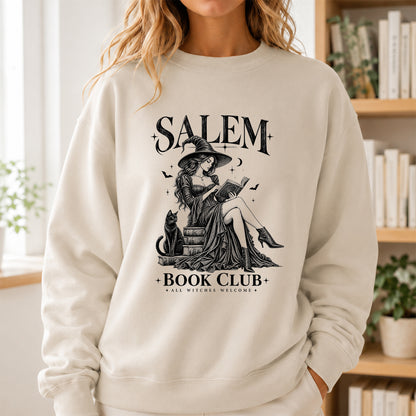 Salem Book Club Printed Sweatshirt | Spooky Book Lover Gift Sand
