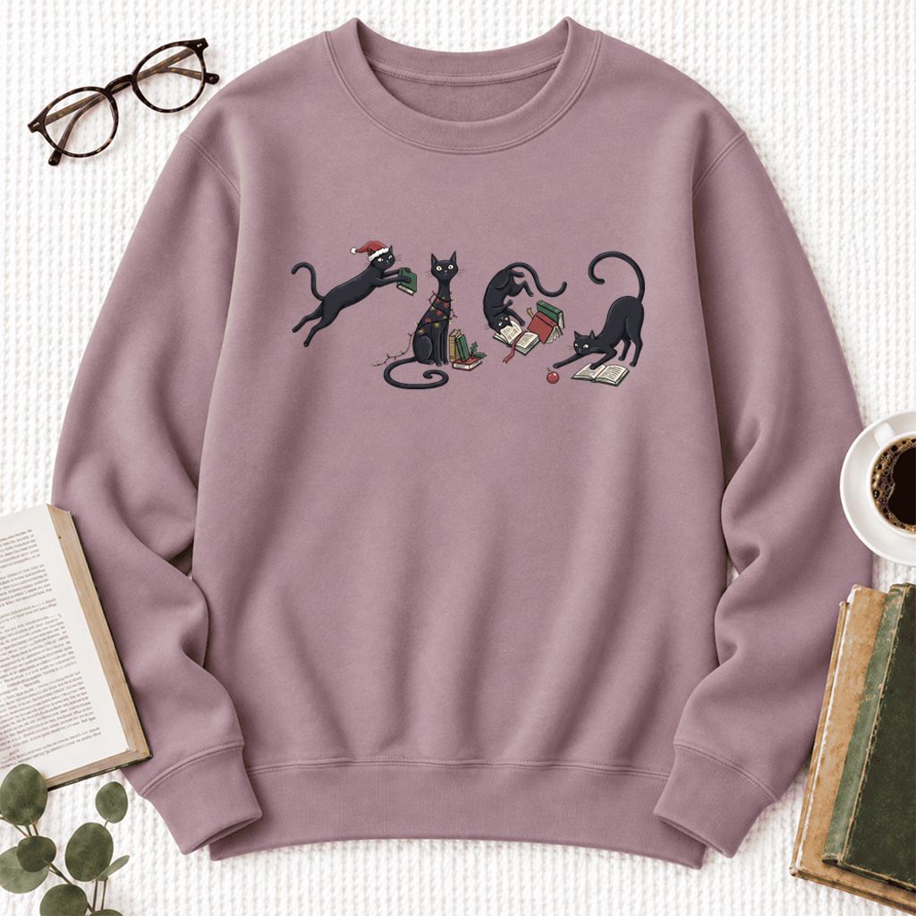 Christmas Reading Cats Softstyle Sweatshirt | Christmas Book Lover Gift Paragon