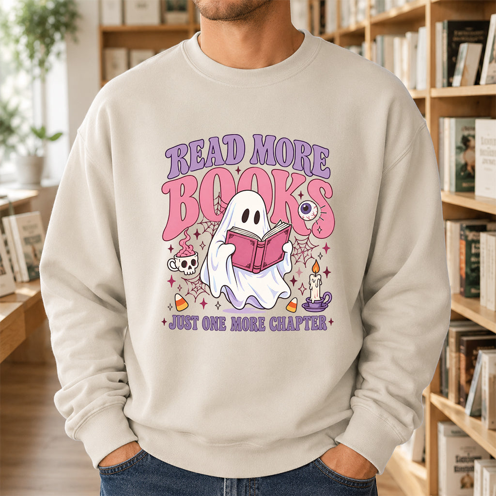 Read More Books Printed Sweatshirt | Halloween Book Lover Gift Sand