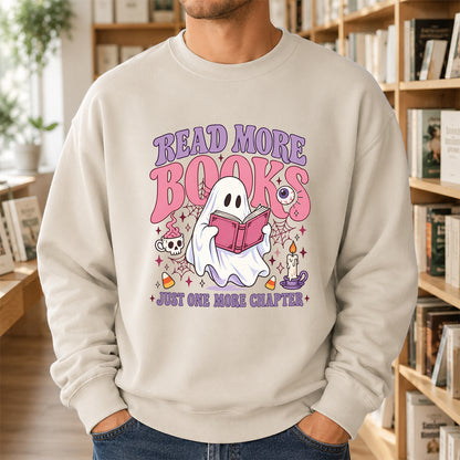 Read More Books Printed Sweatshirt | Halloween Book Lover Gift Sand