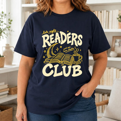 Late Night Readers Club Softstyle T-Shirt | Book Lover Gift Navy