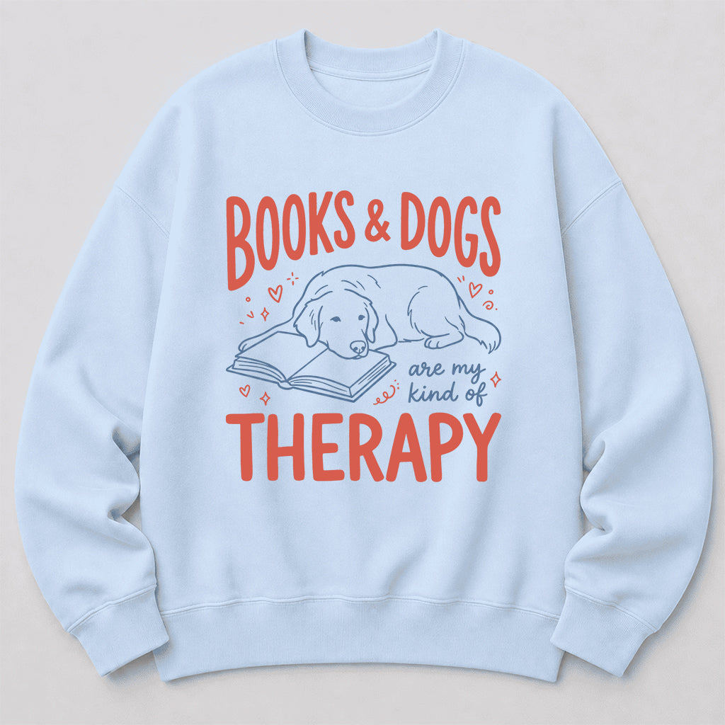 Give Me Books & Dogs Crewneck Sweatshirt | Dog Lover & Reader Gift Light Blue