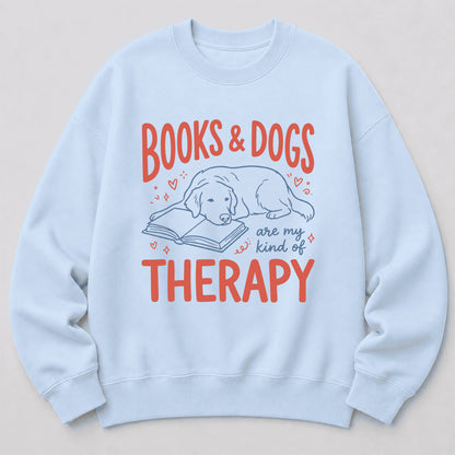 Give Me Books & Dogs Crewneck Sweatshirt | Dog Lover & Reader Gift Light Blue