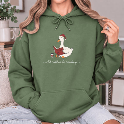 I'd Rather Be Reading Softstyle Hoodie | Christmas Book Lover Gift Military Green