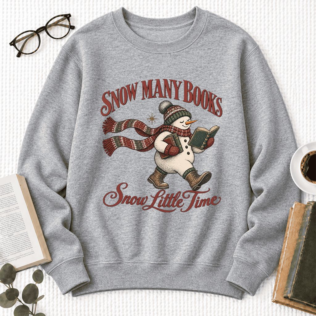 Snow Many Books Snow Little Time Softstyle Sweatshirt | Christmas Reader Gift Sport Grey