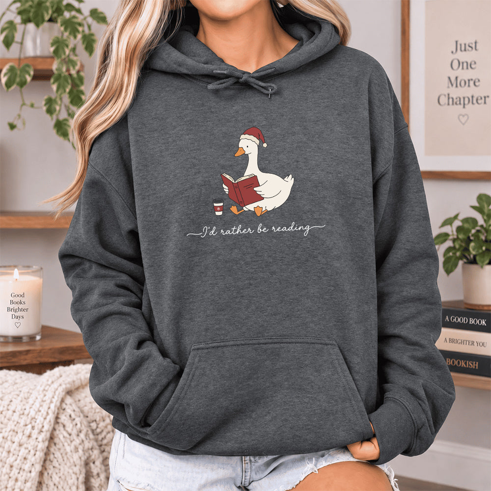 I'd Rather Be Reading Softstyle Hoodie | Christmas Book Lover Gift Dark Heather