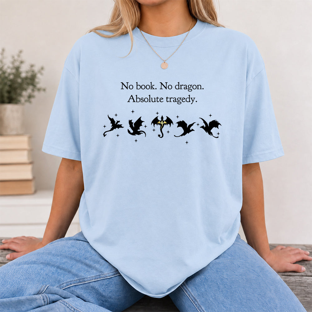 No Book No Dragon Softstyle T-Shirt | Book Lover Gift Light Blue