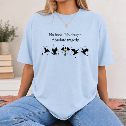 No Book No Dragon Softstyle T-Shirt | Book Lover Gift Light Blue