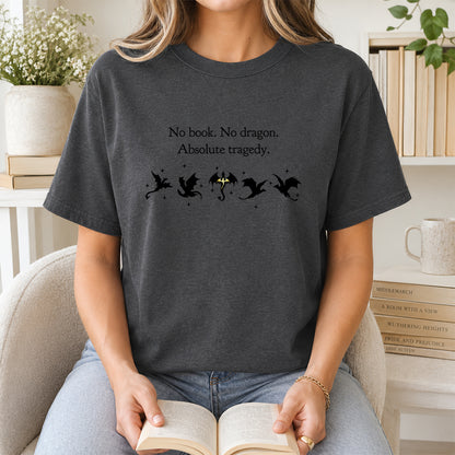 No Book No Dragon Softstyle T-Shirt | Book Lover Gift Dark Heather