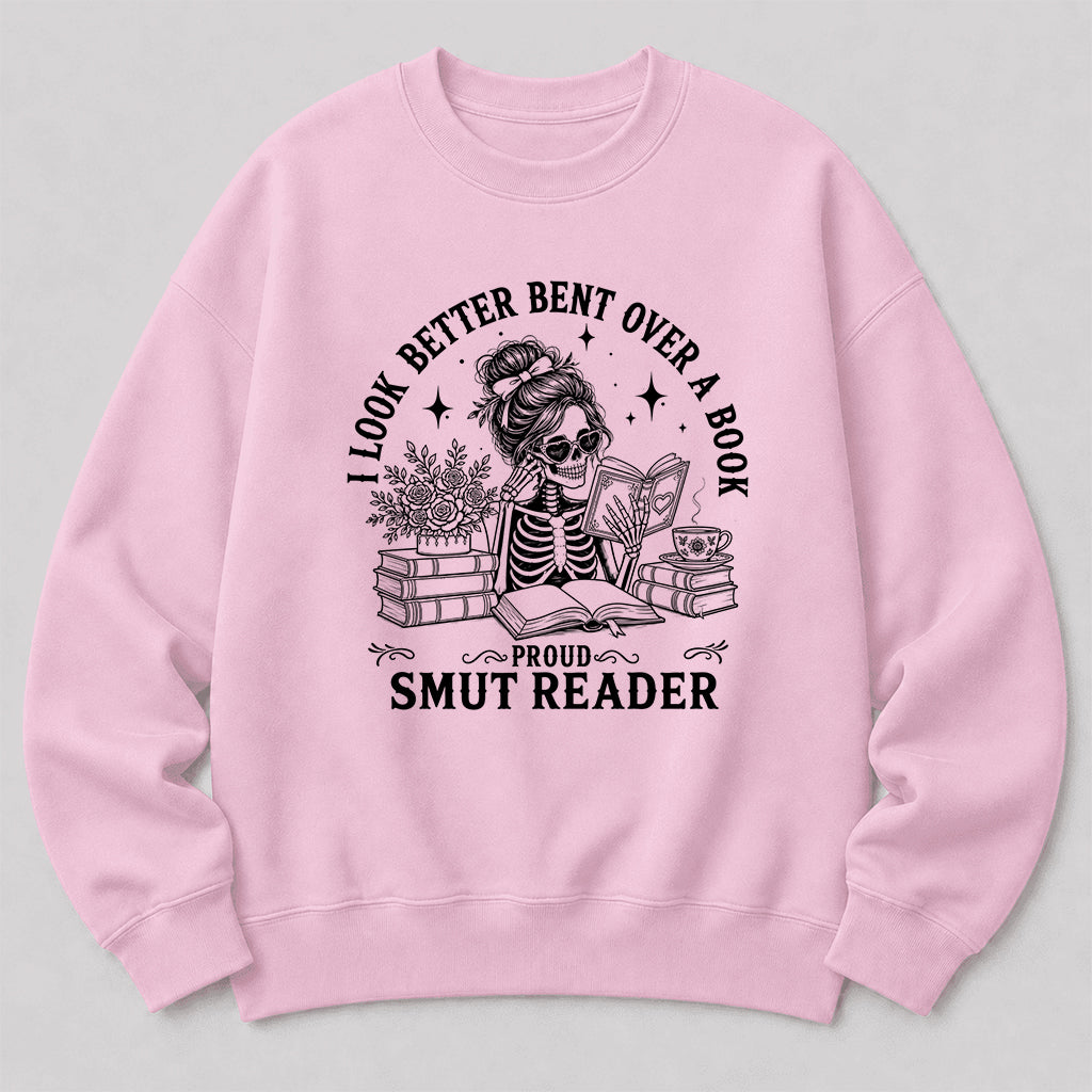 I Look Better Bend Over A Book Crewneck Sweatshirt | Reader Gift Light Pink