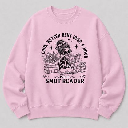 I Look Better Bend Over A Book Crewneck Sweatshirt | Reader Gift Light Pink