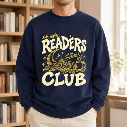 Late Night Readers Club Crewneck Sweatshirt | Reader Gift Navy