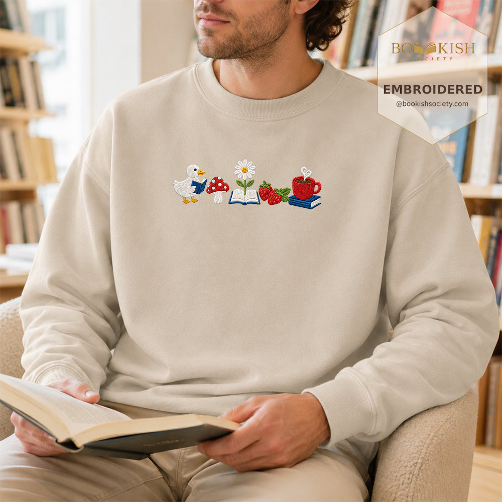 Duck Mushroom Embroidered Sweatshirt | Reader Gift Sand