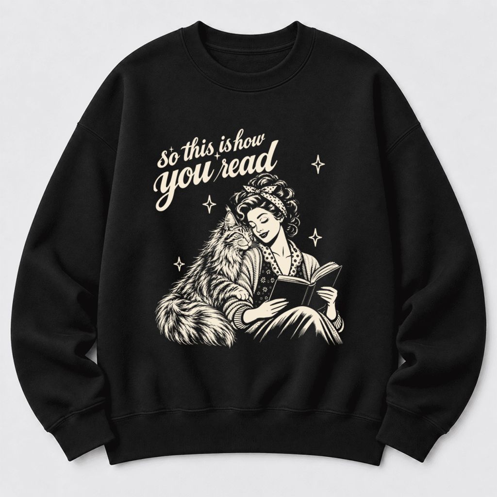 How You Read Maine Coon Softstyle Sweatshirt | Cozy Cat & Book Lover Gift Black