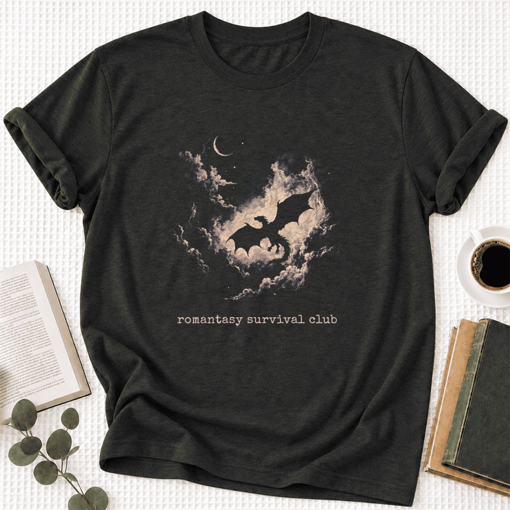 Romantasy Survival Club Ultra-Soft Cotton T-Shirt | Fantasy Book Lover Gift Black Heather