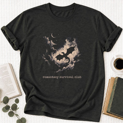 Romantasy Survival Club Ultra-Soft Cotton T-Shirt | Fantasy Book Lover Gift Black Heather