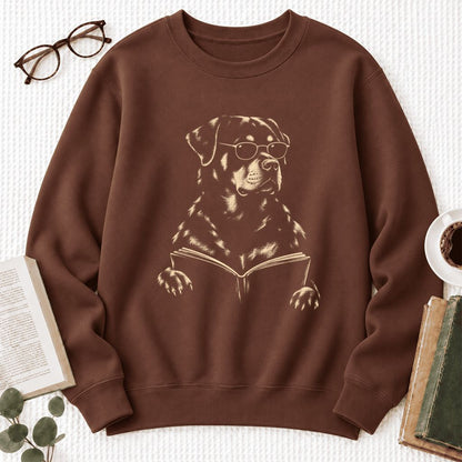 Rottweiler Reading Book Softstyle Sweatshirt | Dog Mom Reader Gift Cocoa