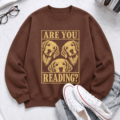 Are You Reading Golden Retriever Softstyle Sweatshirt | Dog Mom Reader Gift Cocoa
