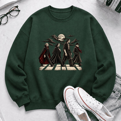 Monsters Road Printed Sweatshirt | Halloween Book Lover Gift Forest Green