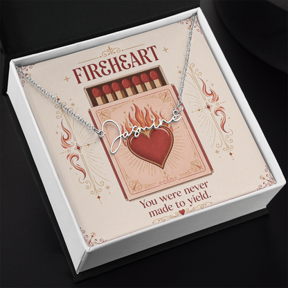 Fireheart Decorative Card And Custom Name Polished Stainless Steel Necklace With Box Book Lover Gift Font 2