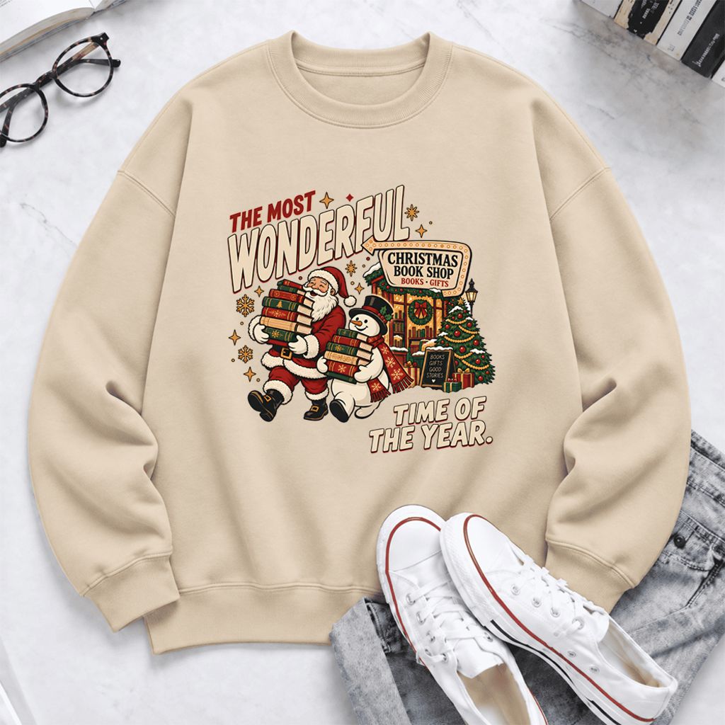 The Most Wonderful Time Softstyle Sweatshirt | Christmas Reader Gift Sand