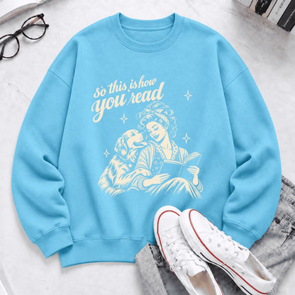 How You Read Golden Retriever Softstyle Sweatshirt | Dog Mom Reader Gift Sky