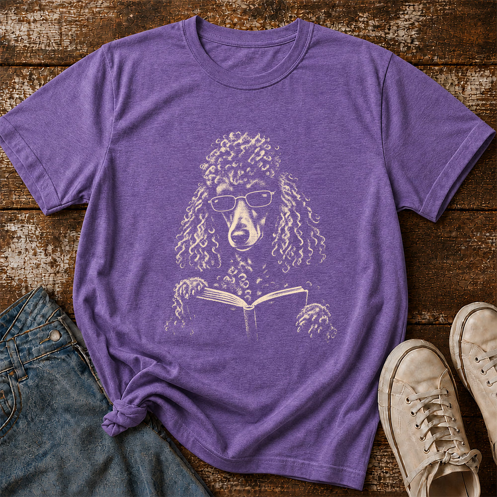 Poodle Reading Book Softstyle T-Shirt | Book Lover Gift Heather Purple