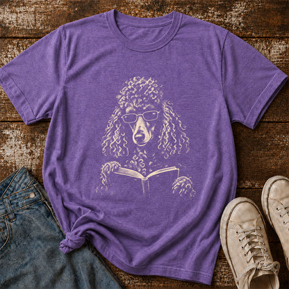 Poodle Reading Book Softstyle T-Shirt | Book Lover Gift Heather Purple