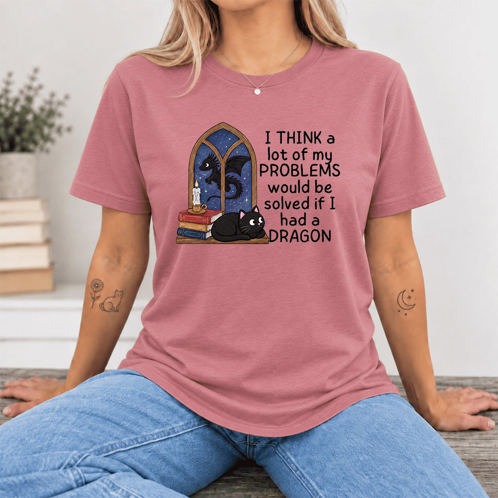 If I Could Have A Dragon Ultra-Soft Cotton T-Shirt | Fantasy Book Lover Gift Mauve