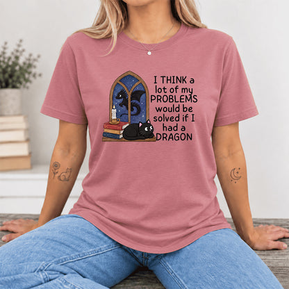 If I Could Have A Dragon Ultra-Soft Cotton T-Shirt | Fantasy Book Lover Gift Mauve