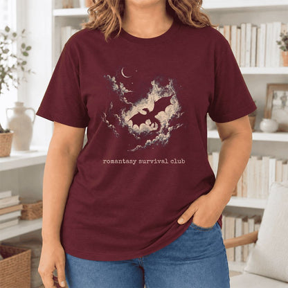 Romantasy Survival Club Ultra-Soft Cotton T-Shirt | Fantasy Book Lover Gift Maroon