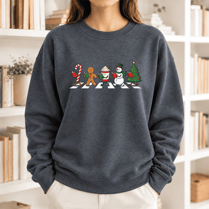 Christmas Reading Parade Softstyle Sweatshirt | Christmas Gift For Readers Dark Heather