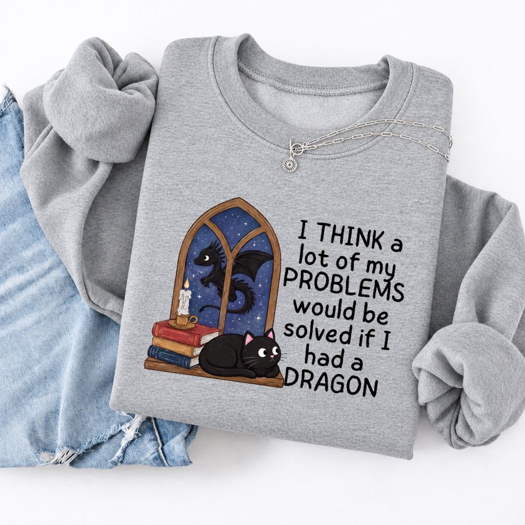 If I Could Have A Dragon Softstyle Sweatshirt | Fantasy Book Lover Gift Sport Grey