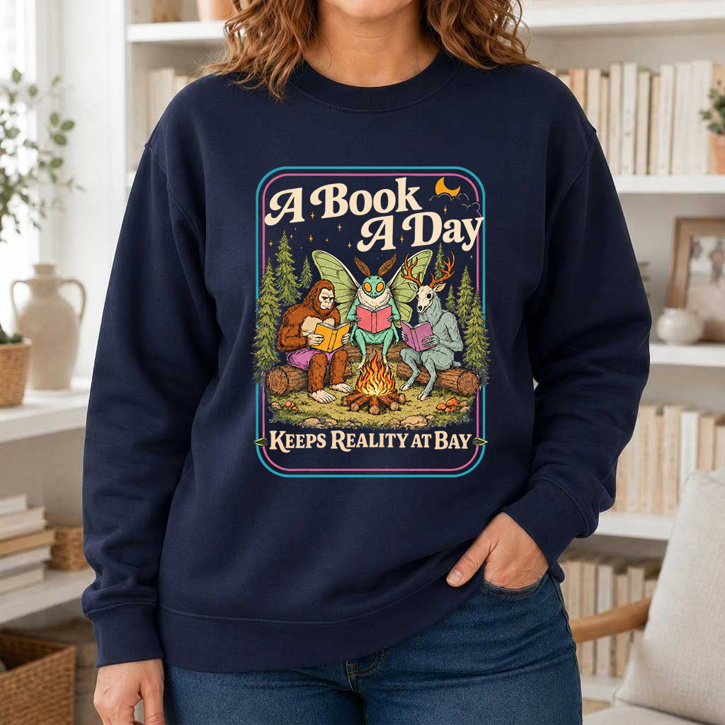 Cryptid Book Club Crewneck Sweatshirt | Reader Gift Navy