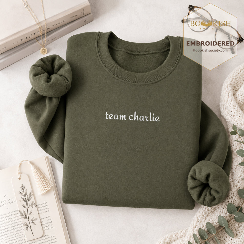 Team Charlie Embroidered Sweatshirt | Reader Gift Military Green