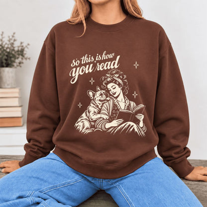 How You Read French Bulldog Softstyle Sweatshirt | Cozy Dog Mom Reader Gift Cocoa