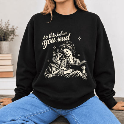 How You Read German Shepherd Softstyle Sweatshirt | Cozy Dog Mom Reader Gift Black