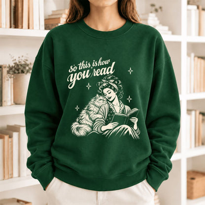 How You Read Persian Softstyle Sweatshirt | Cozy Cat & Book Lover Gift Forest Green