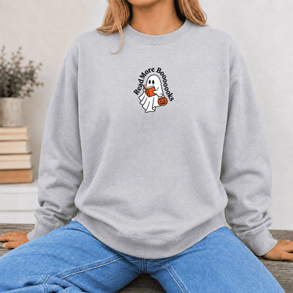 Read More Book Crewneck Sweatshirt | Halloween Reader Gift Sport Grey