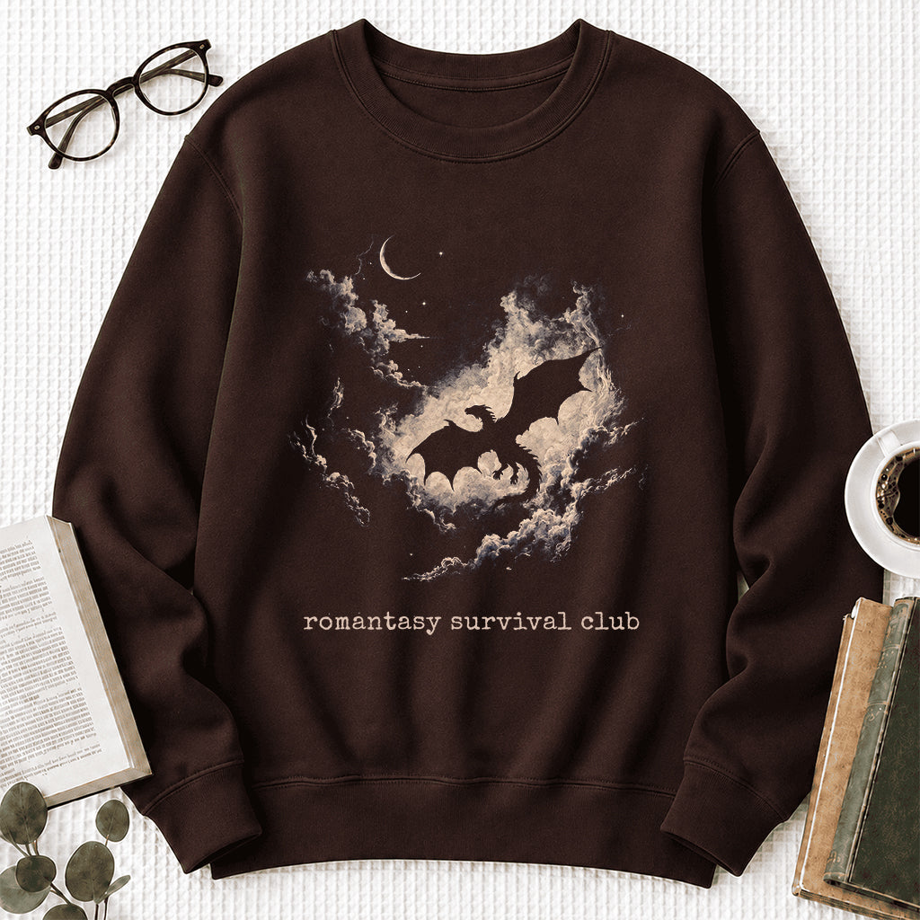 Dark Fantasy Dragon Clouds Crewneck Sweatshirt | Reader Gift Dark Chocolate