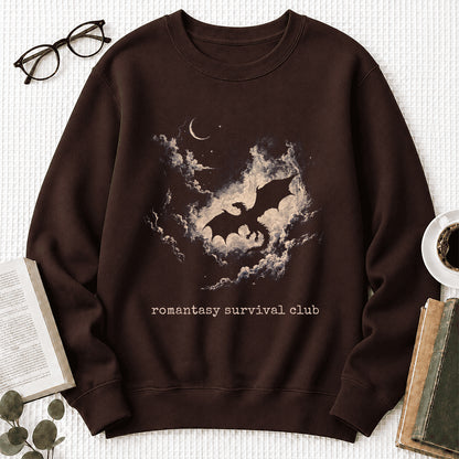 Dark Fantasy Dragon Clouds Crewneck Sweatshirt | Reader Gift Dark Chocolate